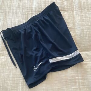 Nike Navy Dri Fit Shorts with White Trim and Swoosh